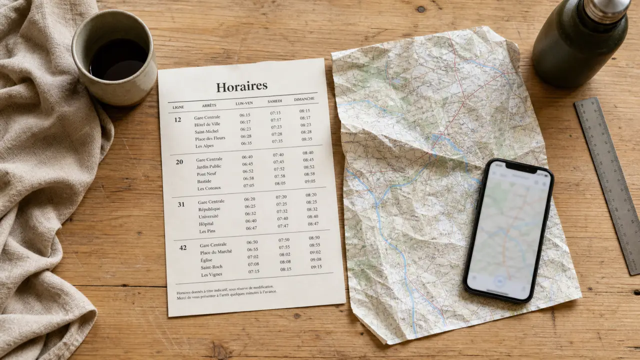 Ambiance et style vichy : horaires maison sur table