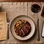 Auberge des artistes : menu et ardoise réservation, table de l’auberge
