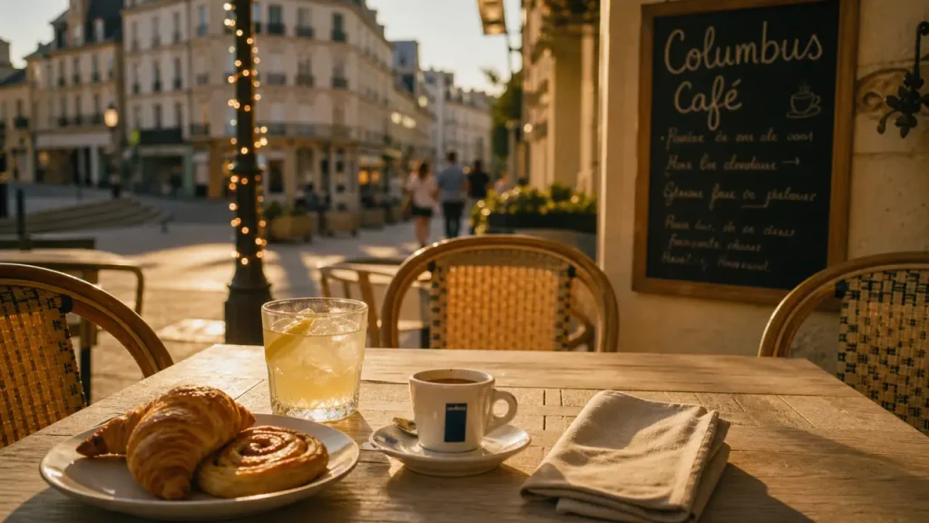 Café Vichy : terrasse Columbus Café, espresso et limonade