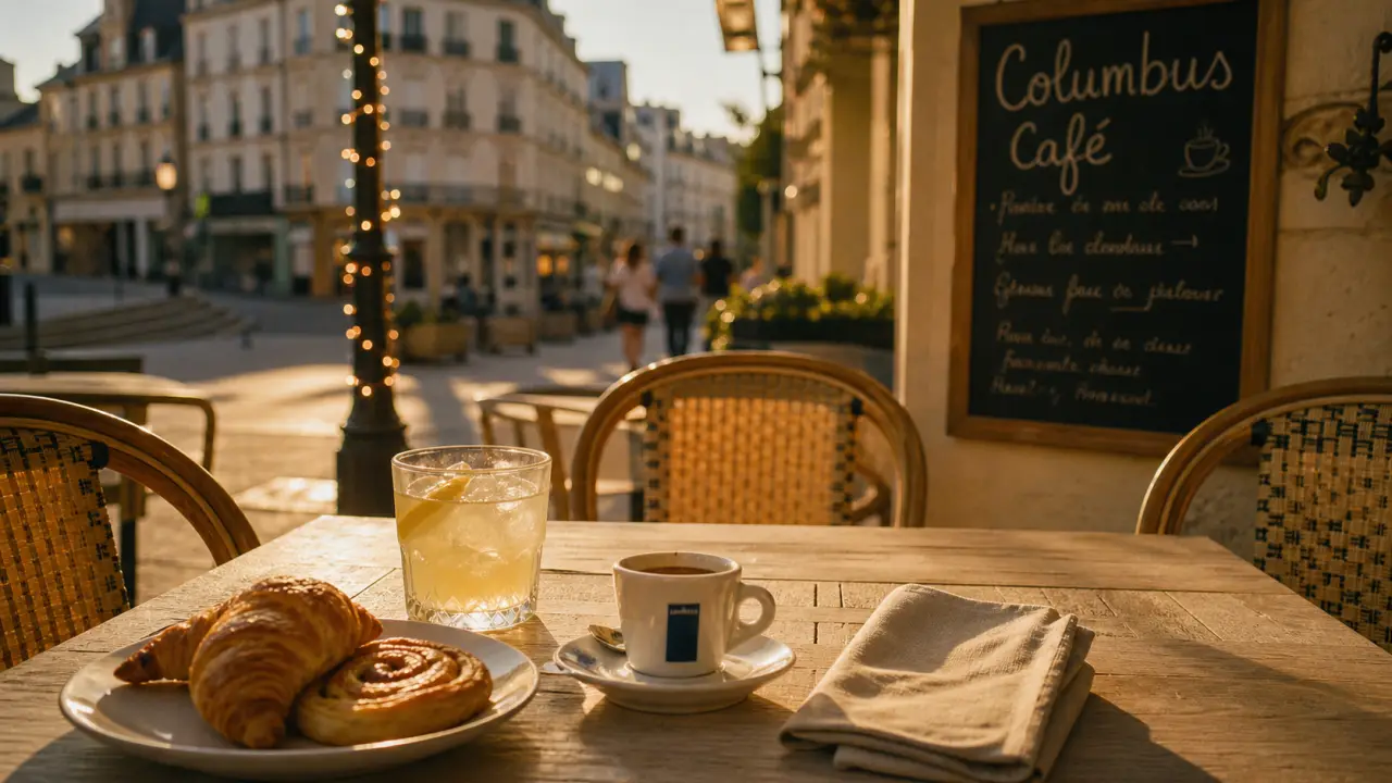 Café Vichy : terrasse Columbus Café, espresso et limonade