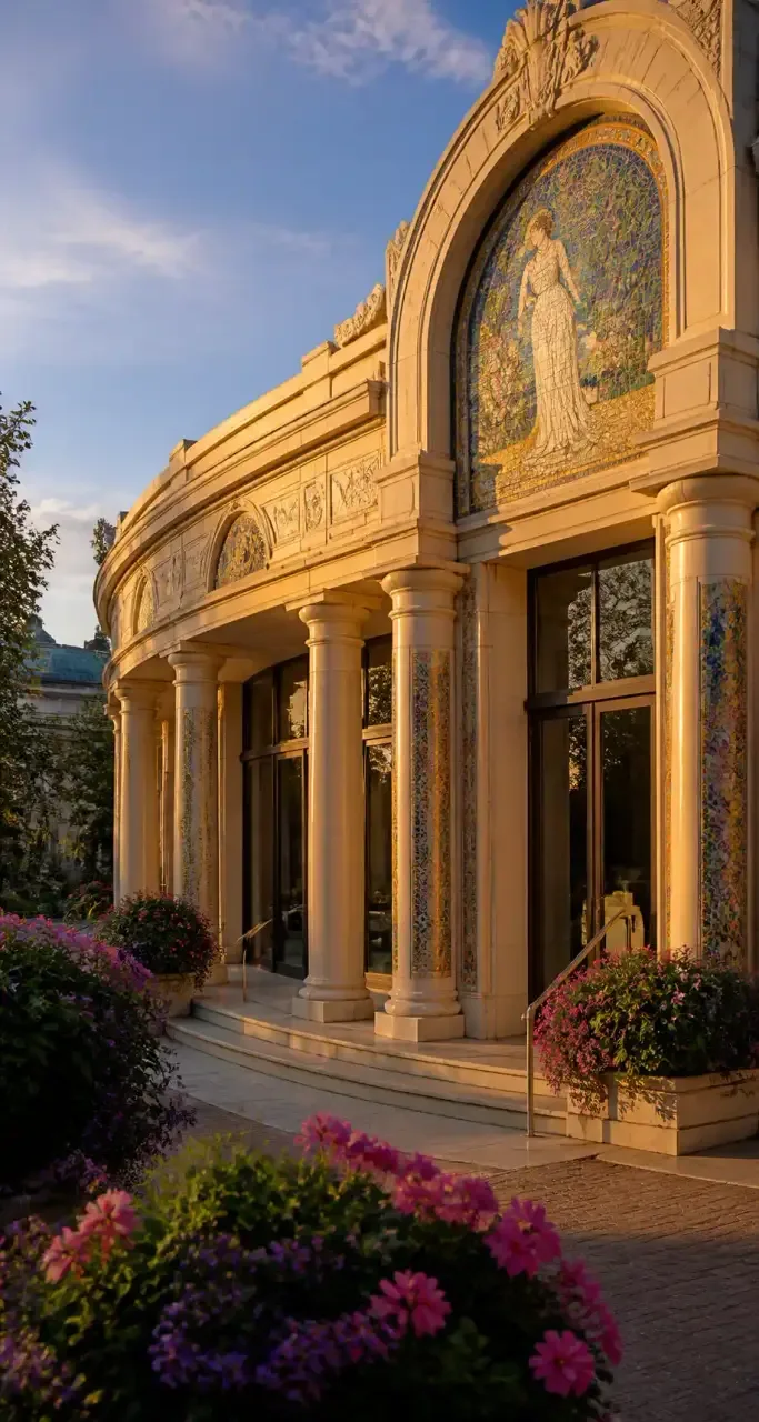 Façade thermale au décor art nouveau, patrimoine architectural de Vichy