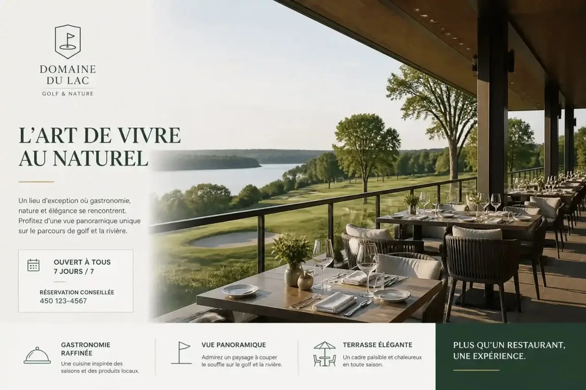 Terrasse panoramique du restaurant Le Green à Vichy avec vue sur le golf