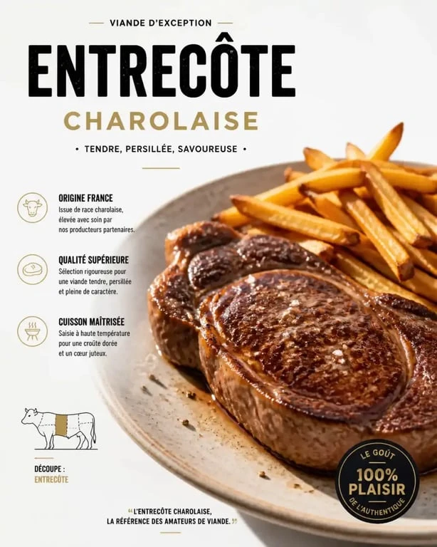 Entrecôte charolaise et frites maison au restaurant Le Green Vichy