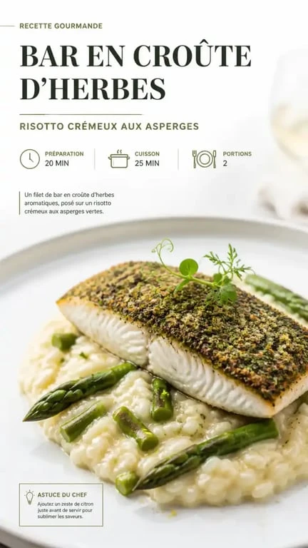 Filet de bar en croûte d'herbes pour un dîner romantique à la maison