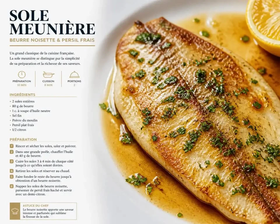 Sole meunière gastronomique au restaurant L'Hippocampe à Vichy