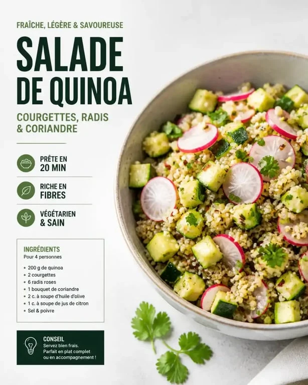 Salade de quinoa aux légumes croquants, recette inspirée du restaurant Fabioli à Vichy