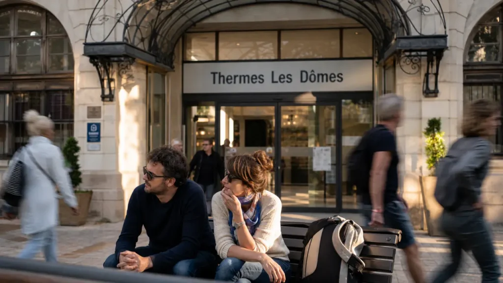 Hôtel des thermes les dômes Vichy, entrée vitrée et accès direct aux soins