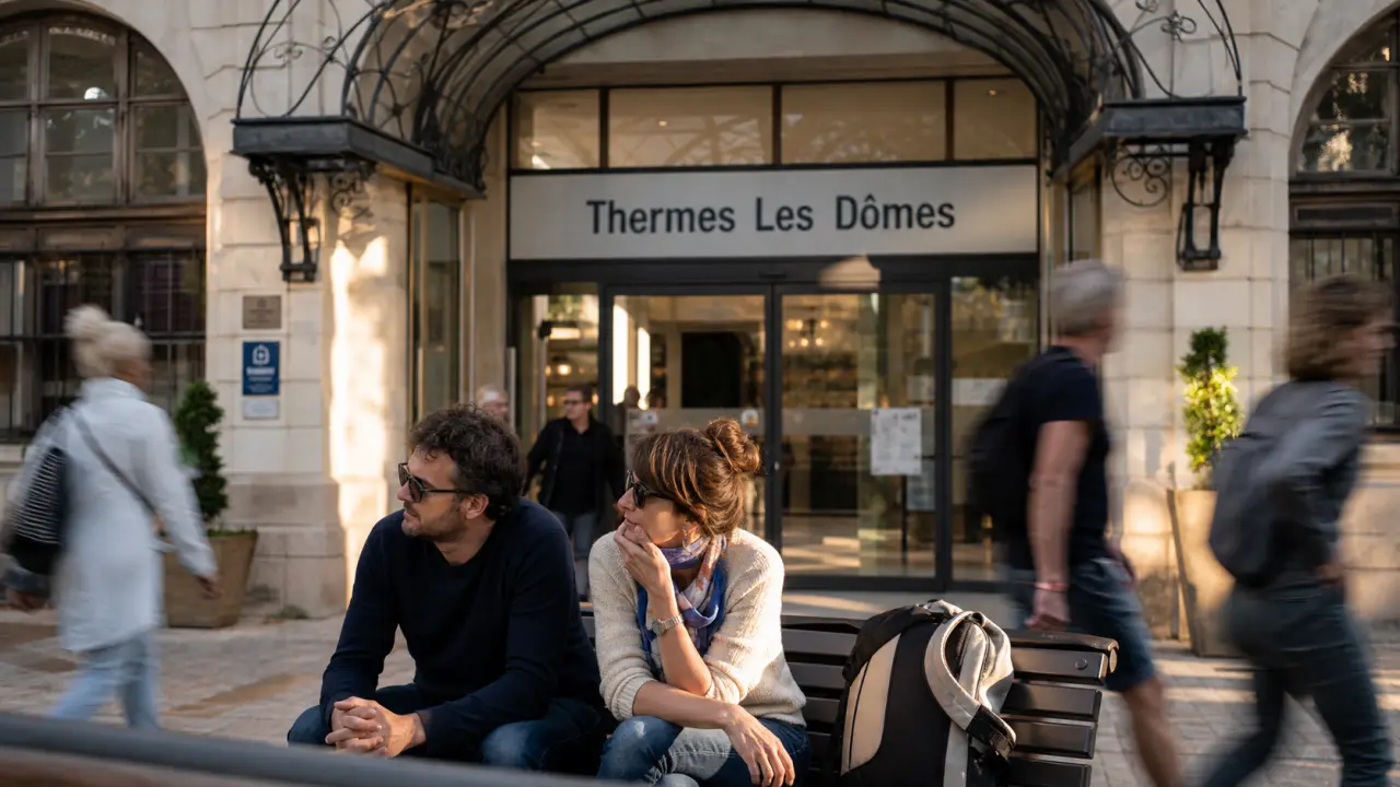 Hôtel des thermes les dômes Vichy, entrée vitrée et accès direct aux soins