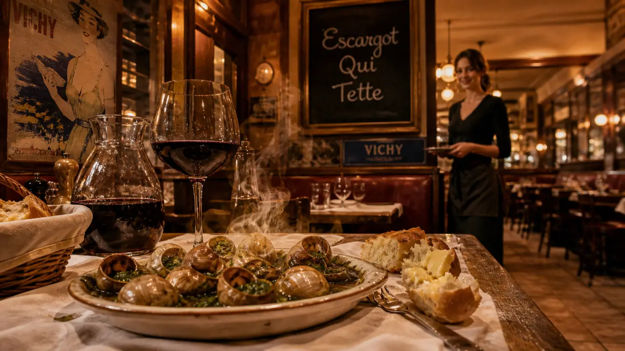 restaurant l'escargot qui tette vichy : escargots fumants en bistrot