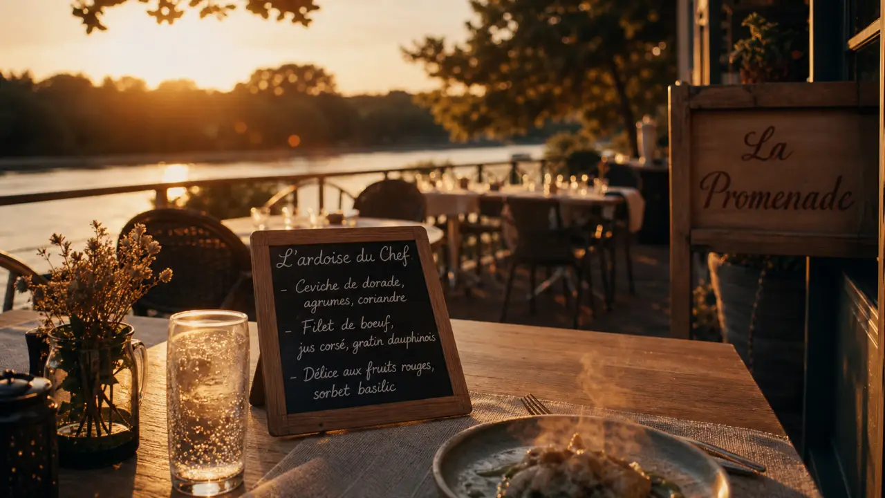 Restaurant la promenade Vichy à Abrest : terrasse au bord de l’Allier, cuisine maison