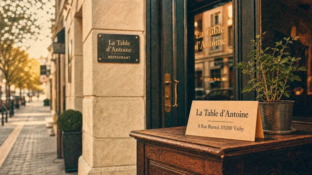 Restaurant la table d antoine vichy, entrée au 8 rue Burnol