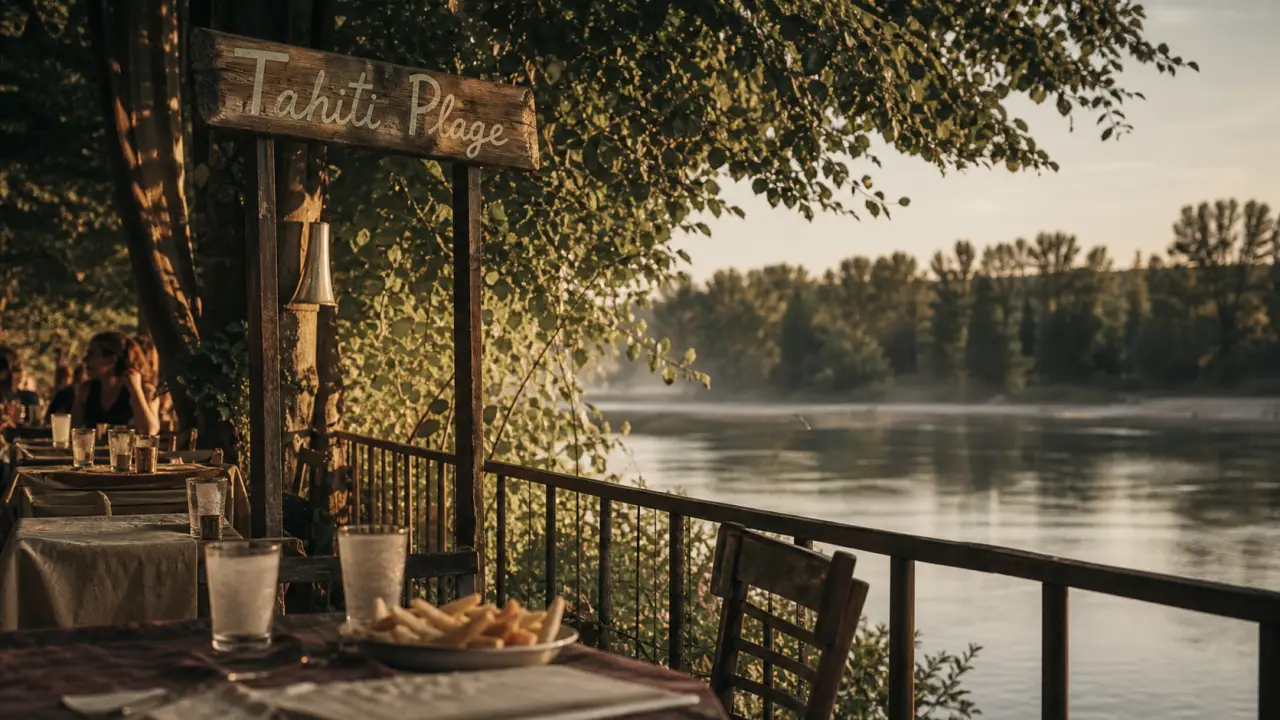 restaurant le tahiti vichy, terrasse Tahiti Plage au bord de l’Allier