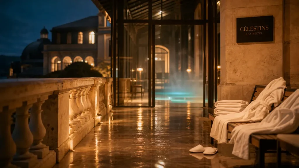 Vichy Célestins Spa Hôtel : accès spa thermal, vues sur l’Allier