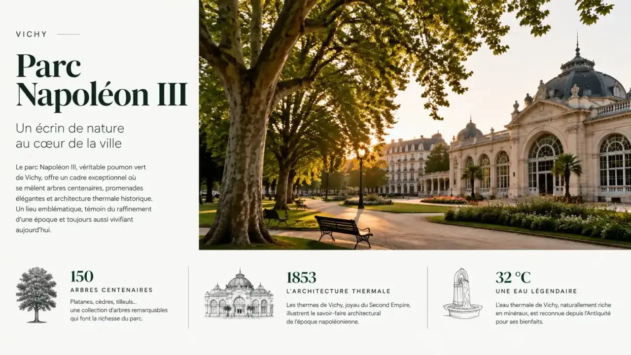 Parc Napoléon III à Vichy, cadre idéal pour un hôtel spa tout compris