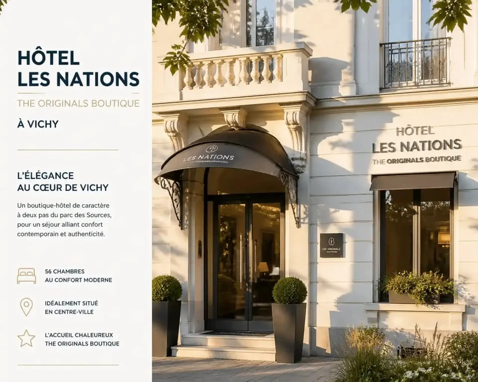 Façade de l'Hôtel Les Nations The Originals Boutique à Vichy