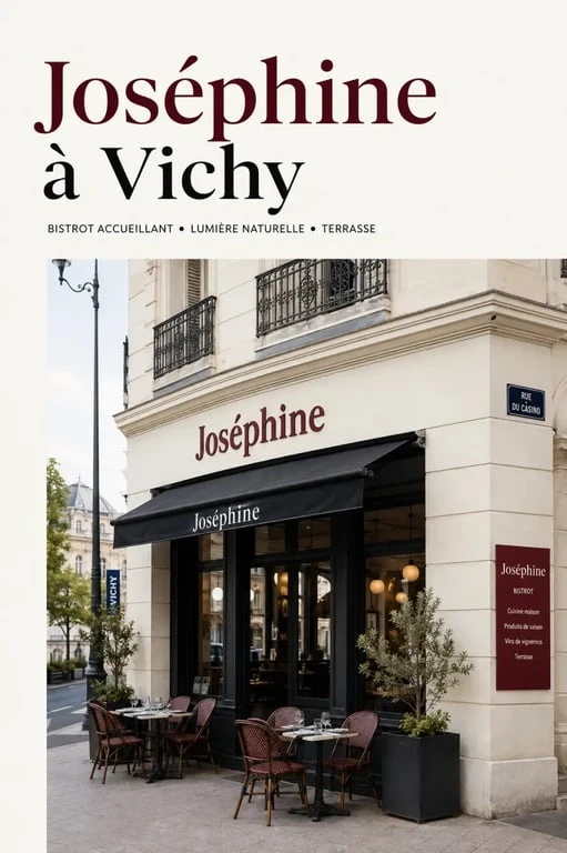 Menu de restaurant joséphine vichy : vue extérieure ou terrasse du restaurant à Vichy