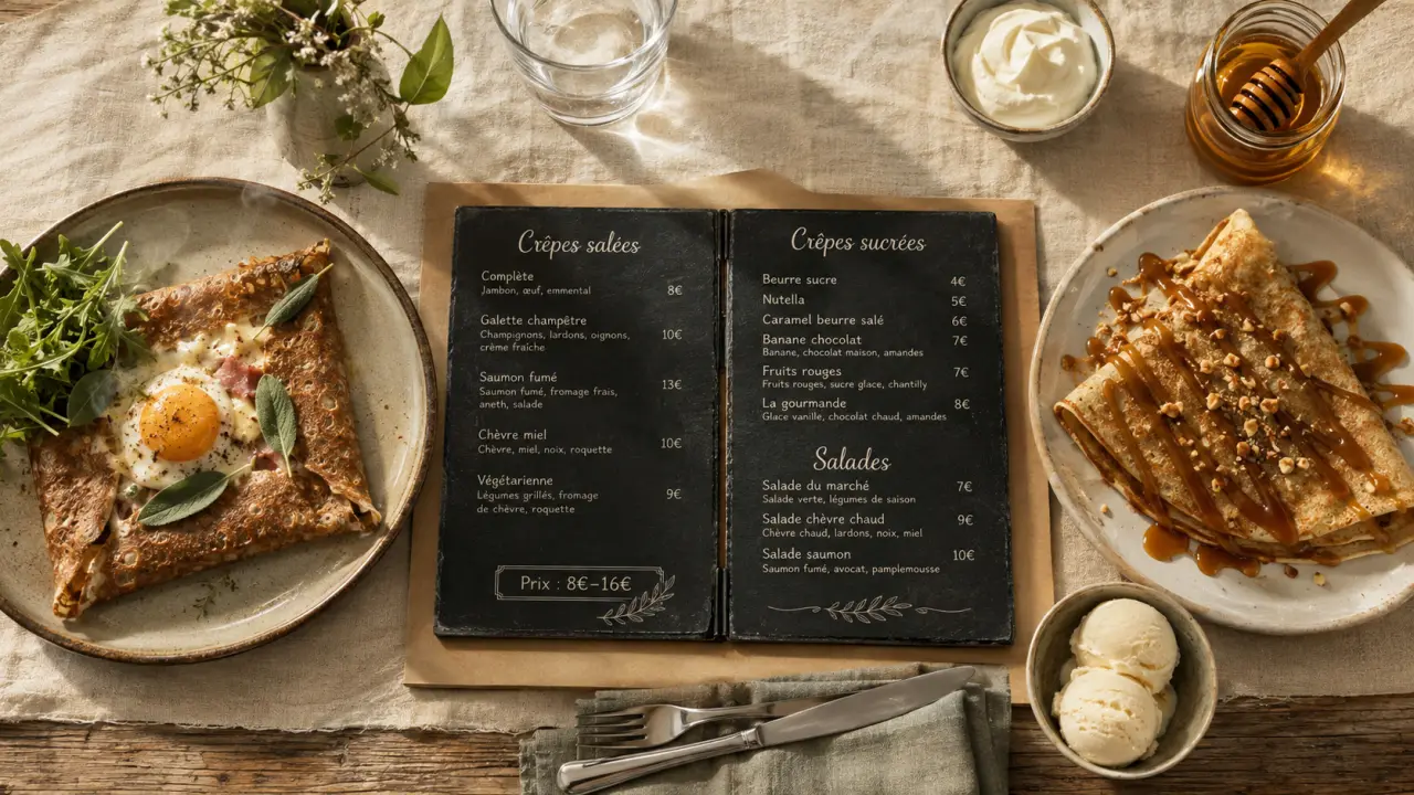 Menu de restaurant Joséphine Vichy : crêpes salées sucrées et tarifs