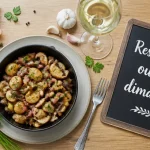 Restaurant à Vichy ouvert le dimanche : table dressée et poêlée aux champignons