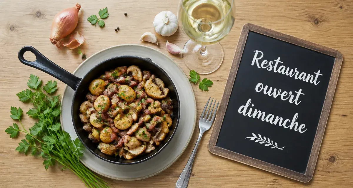 Restaurant à Vichy ouvert le dimanche : table dressée et poêlée aux champignons