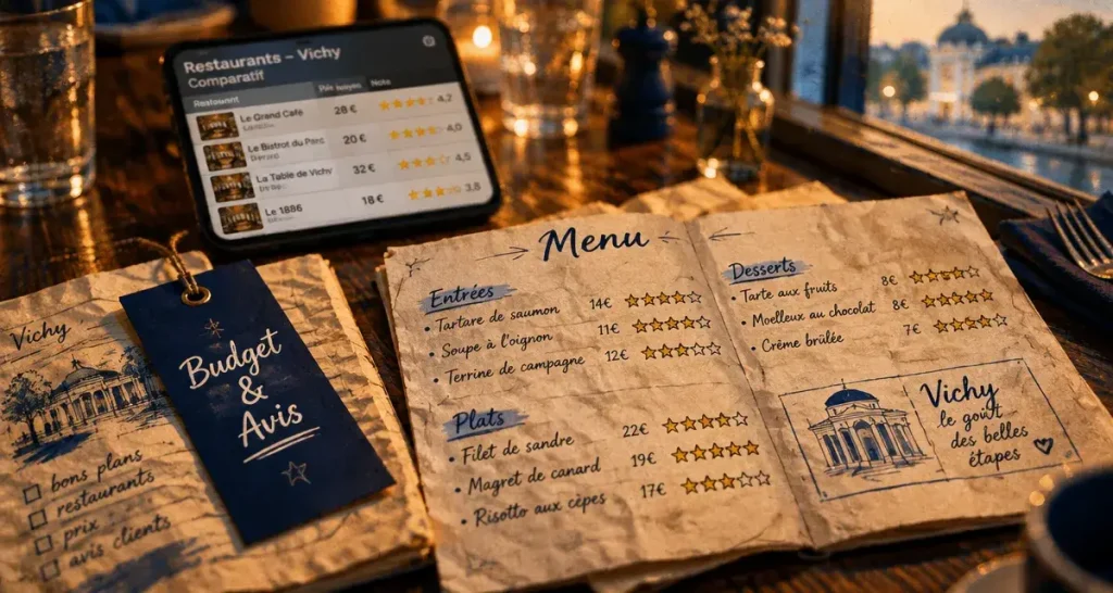 Avis restaurant Vichy : de 14,50 € à 250 €, comment lire les notes avant de réserver