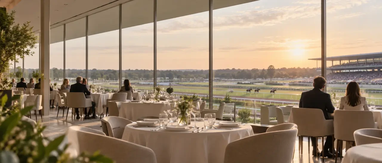 Restaurant panoramique hippodrome Vichy avec vue sur la piste et les tribunes