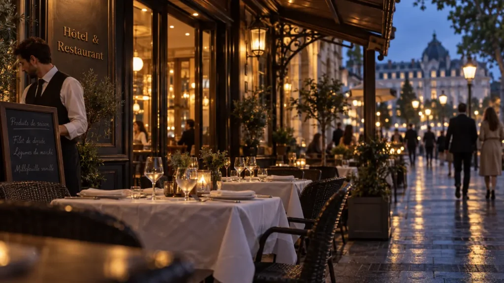 hôtel restaurant vichy : terrasse proche des thermes