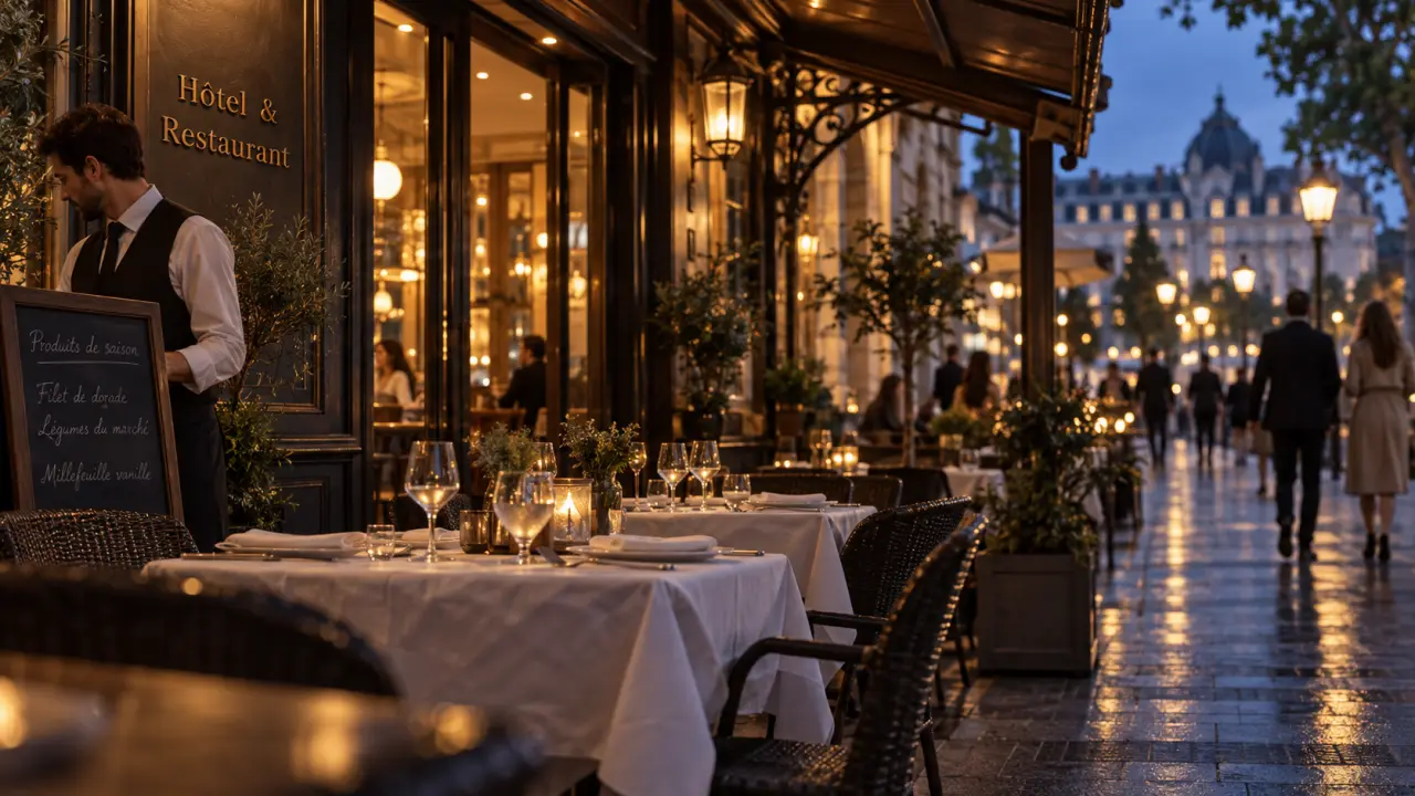 hôtel restaurant vichy : terrasse proche des thermes